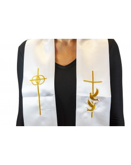 Clergy Stole- Wedding Stole for Ministers with Gold Embroidery