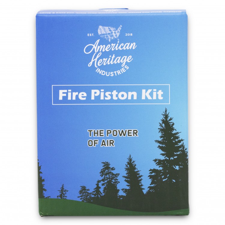 Fire Piston Kit- Firestarter Kit with Char Cloth, Cord, and Tinder, Survivalist and Prepper Gift