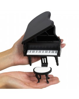 Dolls House Music Instrument Mini Piano with Stool Model for Dollhouse Music Room