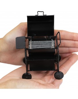 Square Dollhouse BBQ Grill for 1:12 Scale Dollhouse, Tiny Metal Dollhouse Grill for Fairy Gardens or Doll Houses